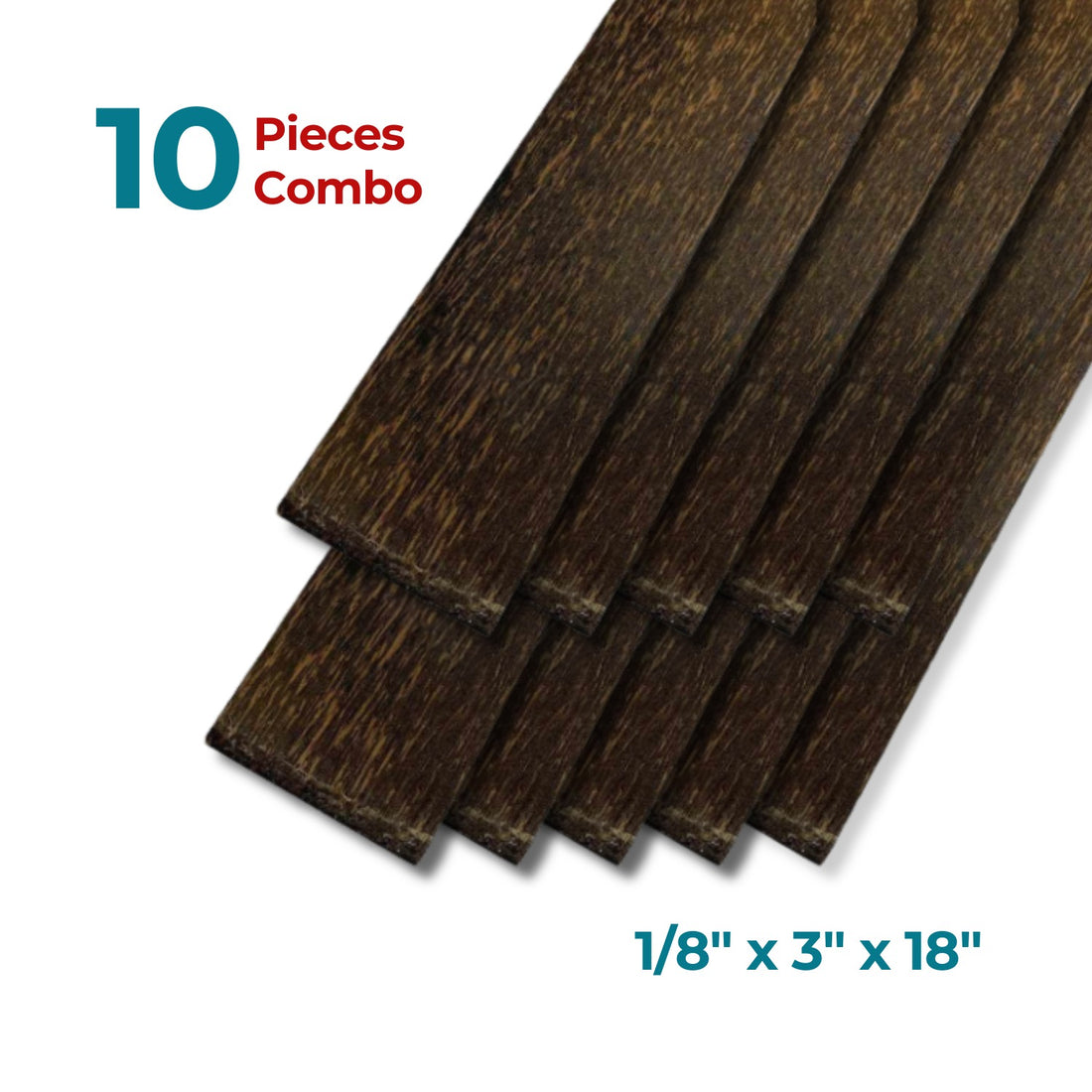 Pack Of 10 Black Palm Thin Dimensional Lumber Boards Wood Crafts - 1/8&quot; x  3&quot; x 18&quot; - Exotic Wood Zone - Buy online Across USA 