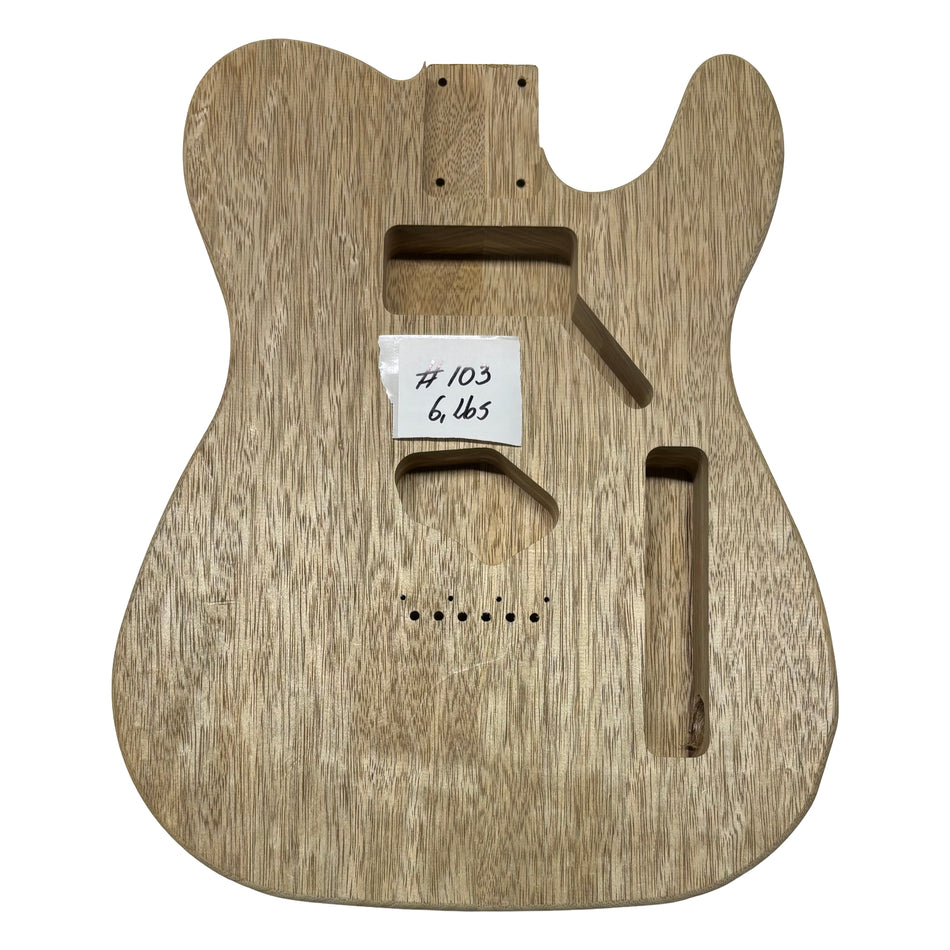 TL-Style White Limba Unfinished Fender Guitar Body #103