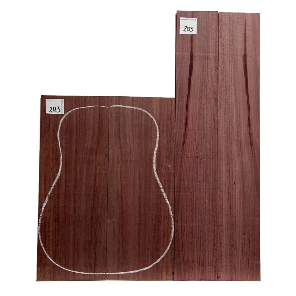 Purpleheart Dreadnought Guitar Back & Side Set #203 - Exotic Wood Zone - Buy online Across USA 