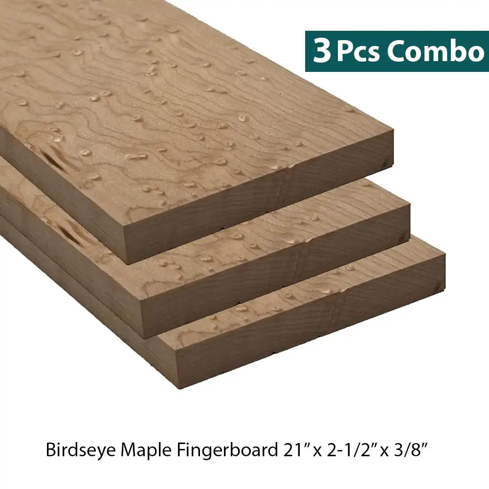 Pack Of 3, Birds Eye Maple Guitar Fingerboard Blank 21&quot;x 2-1/2&quot;x 3/8&quot; - Exotic Wood Zone - Buy online Across USA 