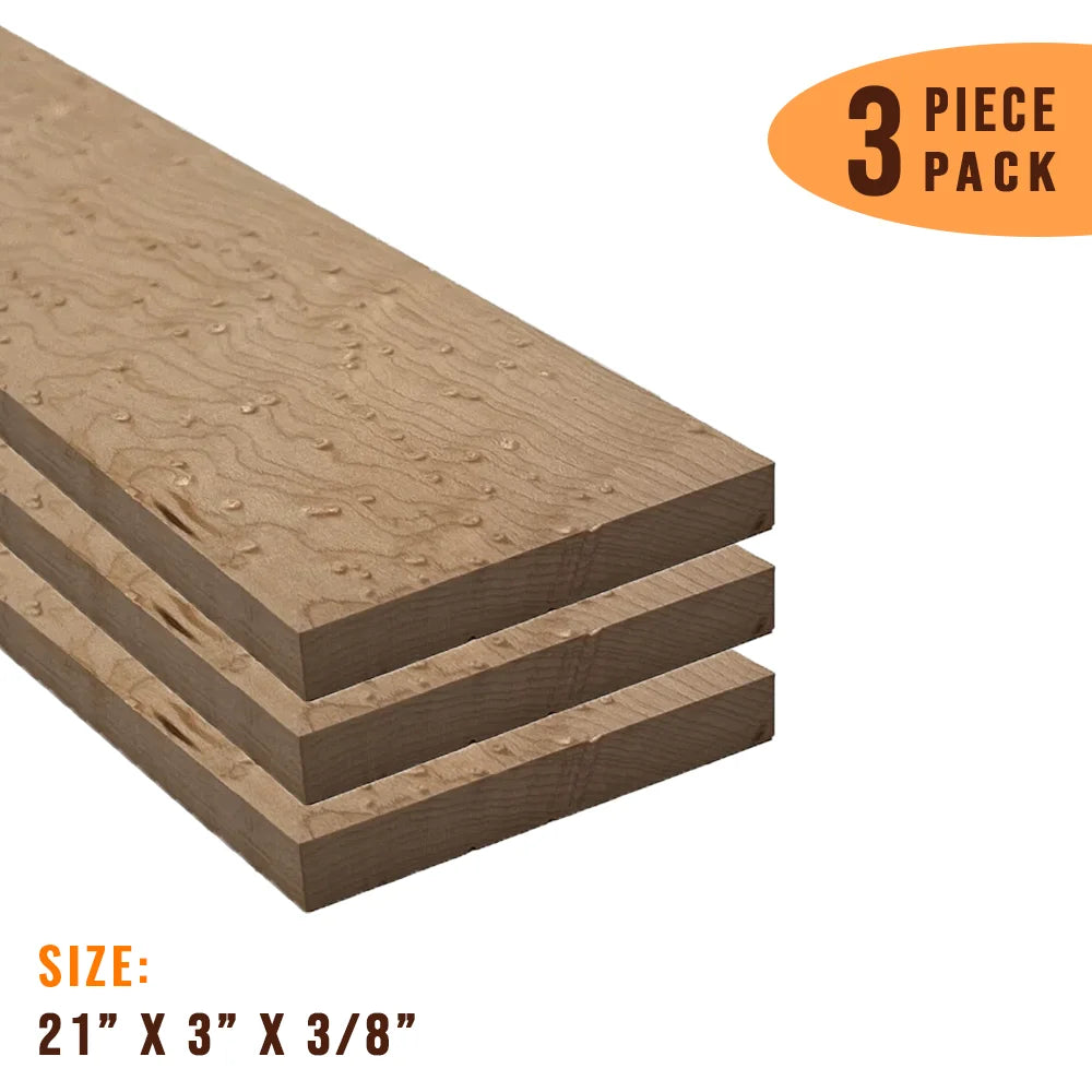 Pack Of 3, Birds Eye Maple Guitar Fingerboard Blank 21&quot;x 3&quot;x 3/8&quot; - Exotic Wood Zone - Buy online Across USA 