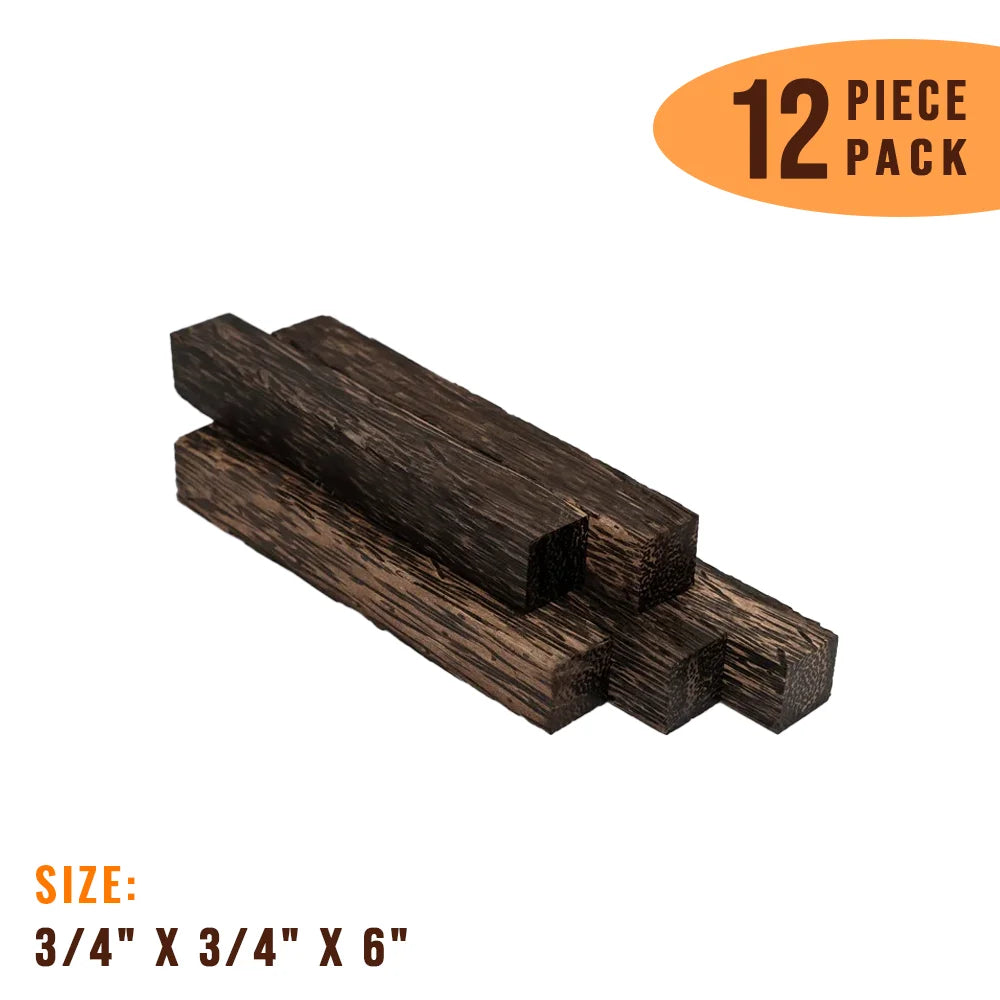 Pack of 12, Black Palm Hobby Wood/ Turning Wood Blanks 3/4 x 3/4 x 6 inches - Exotic Wood Zone - Buy online Across USA 