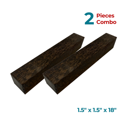 Pack Of 2, Black Palm Turning Wood Blanks 1-1/2&quot; x 1-1/2&quot; x 18&quot; Square Wood Blocks - Exotic Wood Zone - Buy online Across USA 