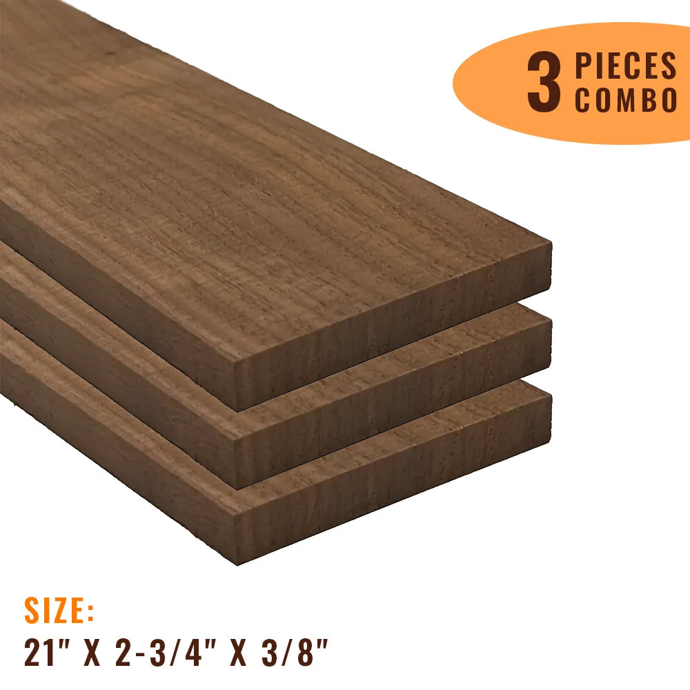 Pack of 3, Black Walnut Guitar Fingerboard Blanks 21&quot; x 2-3/4&quot; x 3/8&quot; - Exotic Wood Zone - Buy online Across USA 