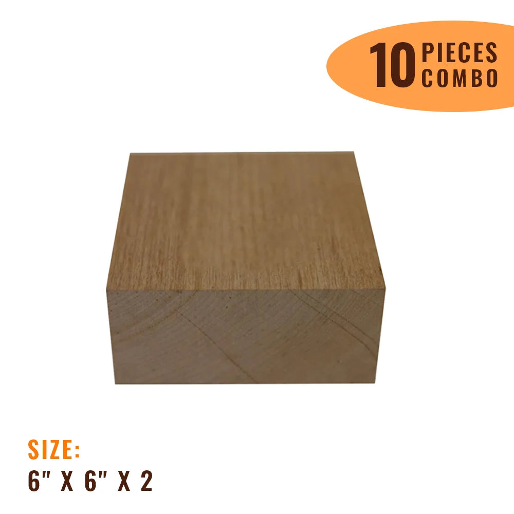 Pack Of 10, Alder Bowl Turning Wood Blanks | 6&quot; x 6&quot; x 2&quot; | Free Shipping - Exotic Wood Zone - Buy online Across USA 