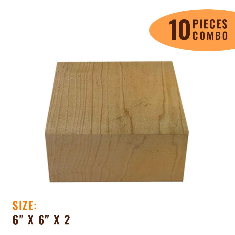 Pack of 10, Hard Maple Bowl Turning Wood Blanks  6&quot; x 6&quot; x 2&quot; | Free Shipping - Exotic Wood Zone - Buy online Across USA 