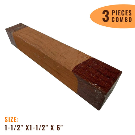 Pack of 3, Bubinga Turning Blanks 1-1/2" x 1-1/2" x 6" - Exotic Wood Zone - Buy online Across USA 