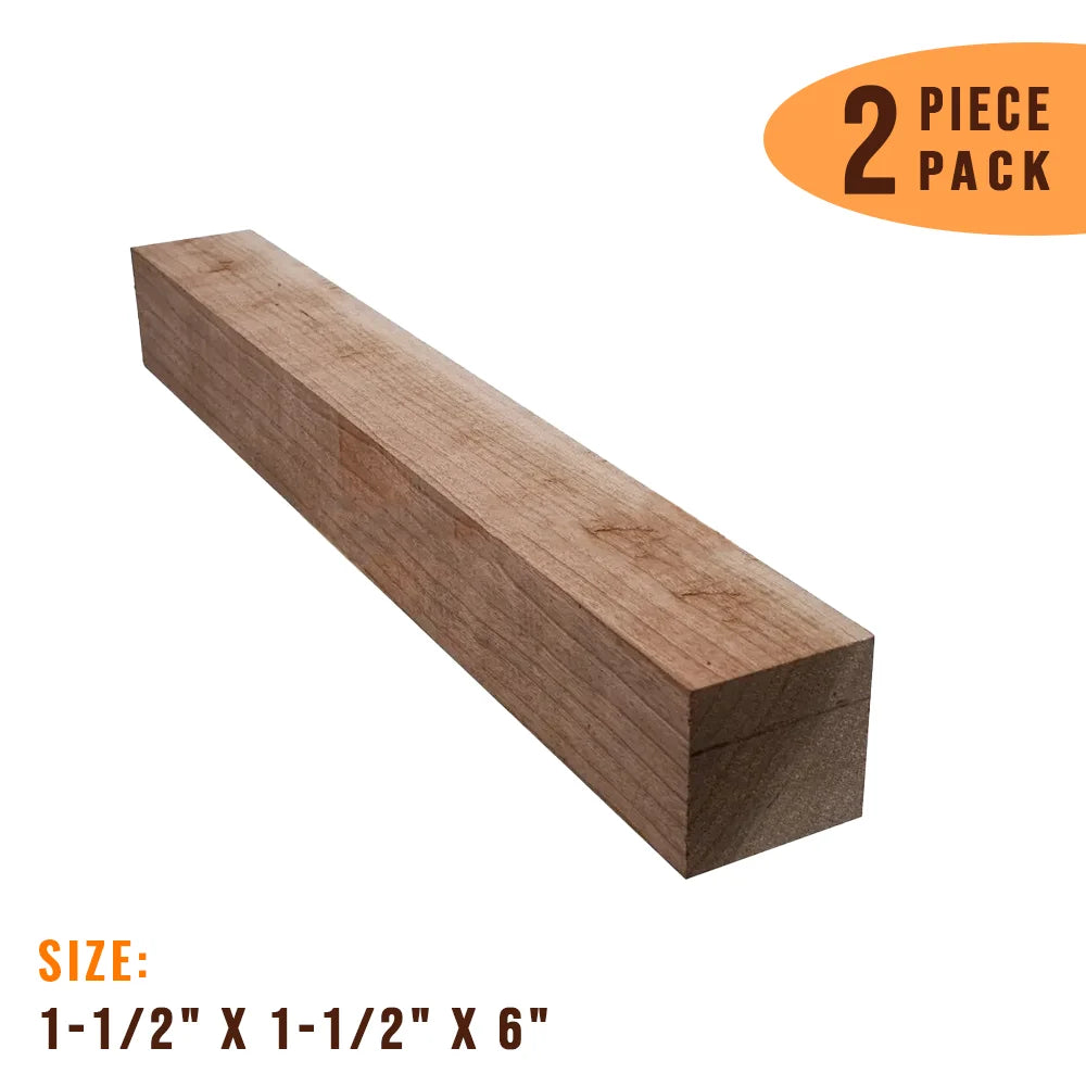 Pack of 2 , Cherry Turning Wood Blank 1-1/2&quot;  x 1-1/2&quot;  x 6&quot;