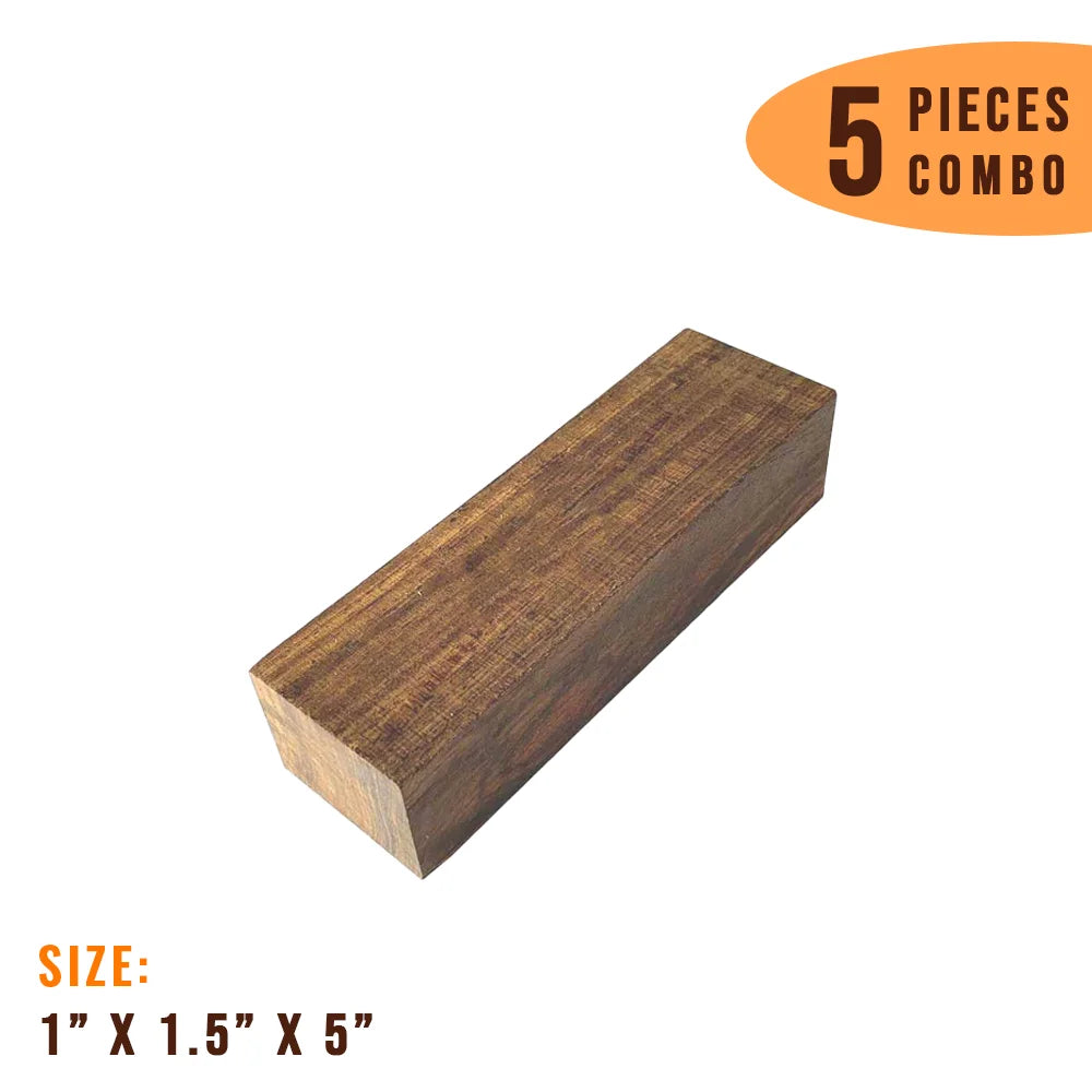 Pack of 5, Cocobolo Knife Blanks 1&quot;x 1-1/2&quot;x 5&quot; - Exotic Wood Zone - Buy online Across USA 
