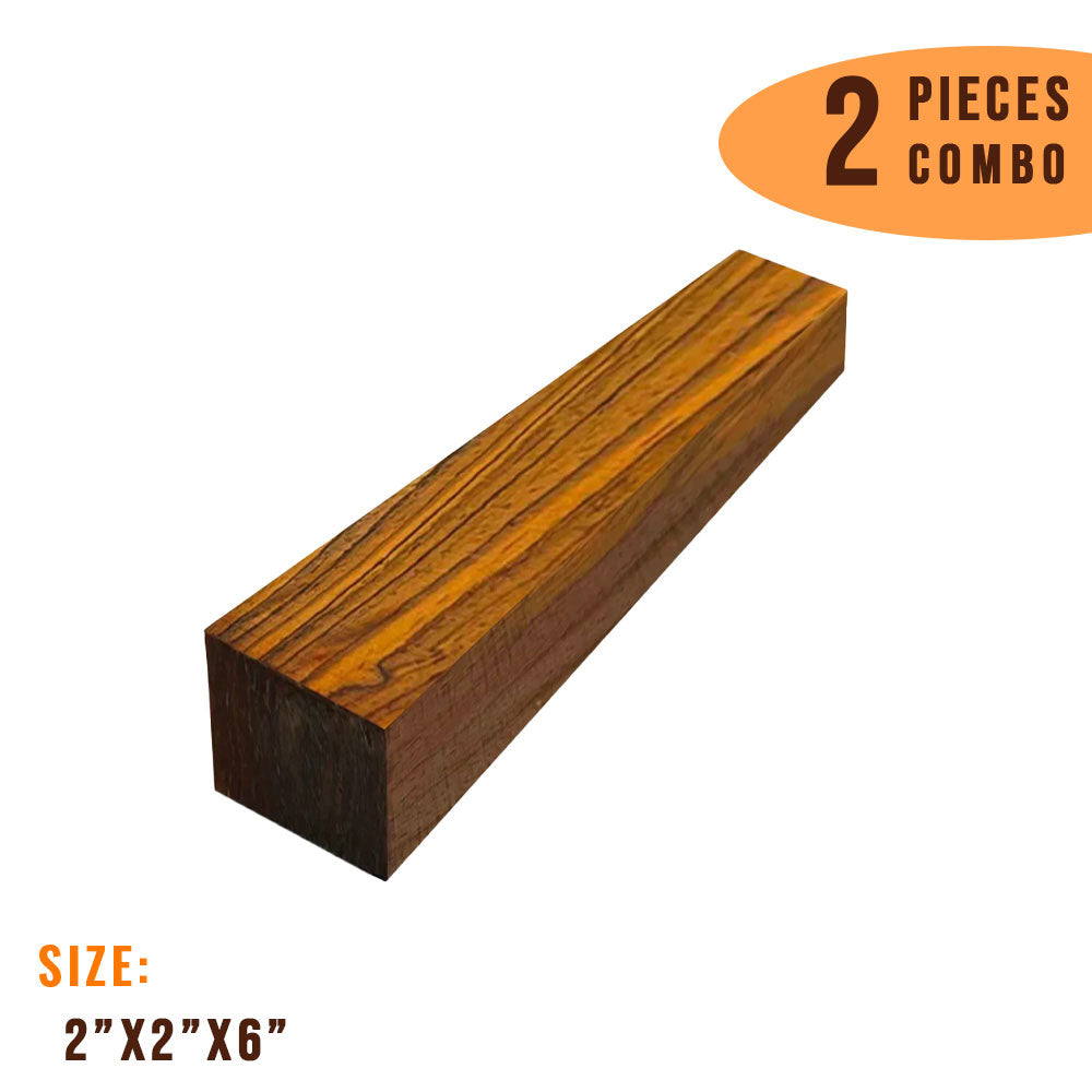 Pack of 2, Cocobolo Turning Wood Blanks 2&quot;x 2&quot;x 6&quot; - Exotic Wood Zone - Buy online Across USA 