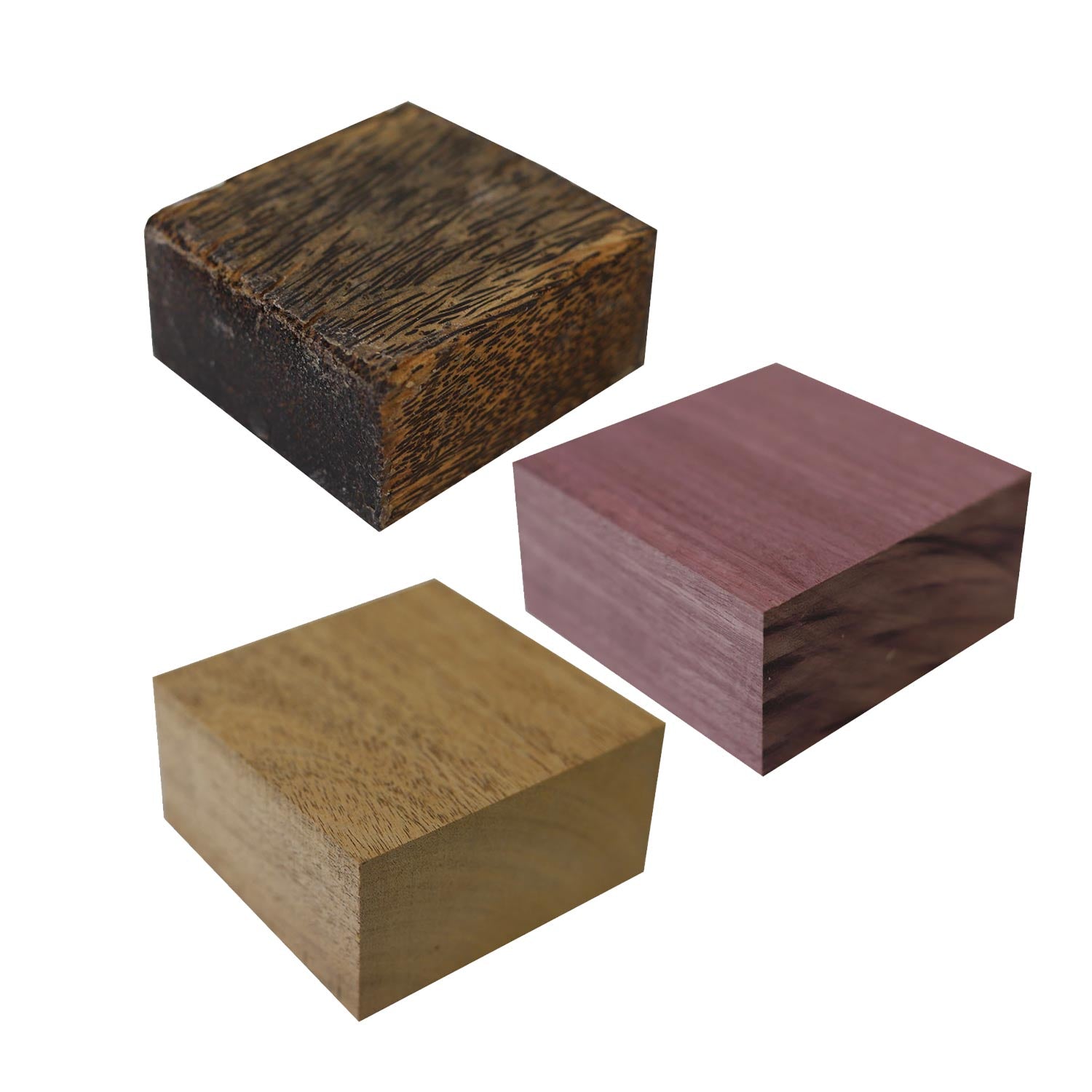 Combo Pack of 3, Bowl Blanks 4&quot; x 4&quot; x 2&quot; ( Purpleheart, Mahogany, Black Palm) - Exotic Wood Zone - Buy online Across USA 