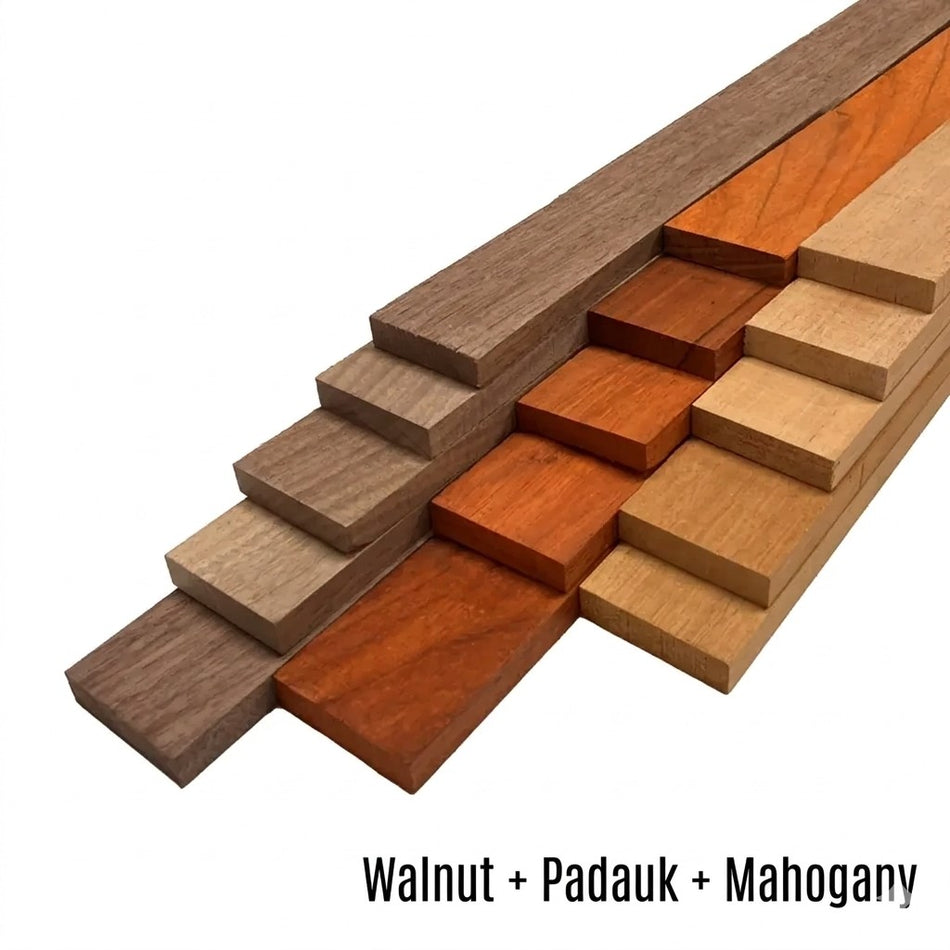 3/4" DIY Cutting Board Maker Kit - Walnut, Padauk, African Mahogany (15 Pcs)