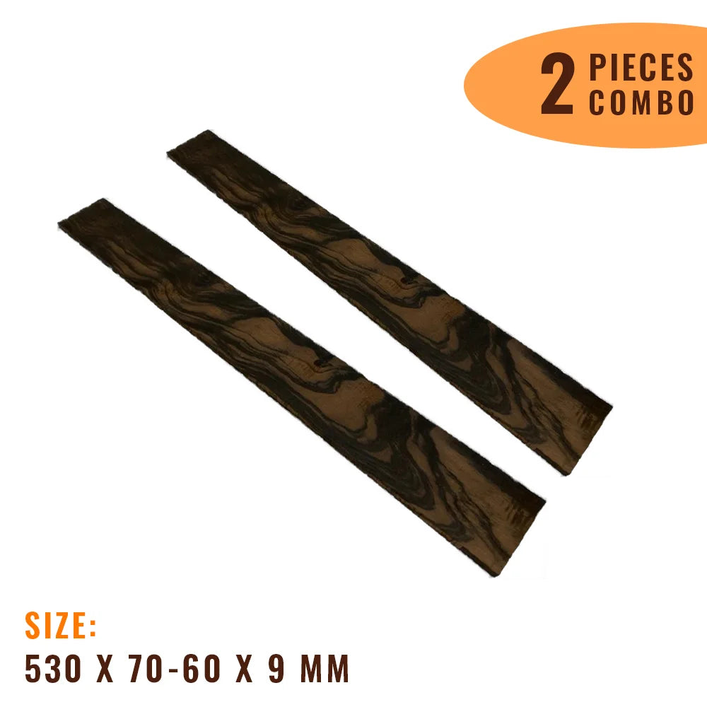Pack of 2, Exotic Rare Wild Figured Ebony Tapered Fingerboard 530 x 70 - 60 x 9 mm - Exotic Wood Zone - Buy online Across USA 