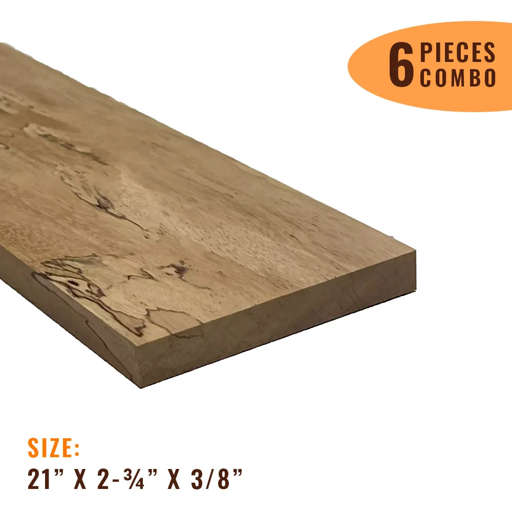 Pack of 6, Spalted Tamarind Guitar Fingerboard Blanks 21&quot; x 2-3/4&quot; x 3/8&quot; | Free Shipping - Exotic Wood Zone - Buy online Across USA 