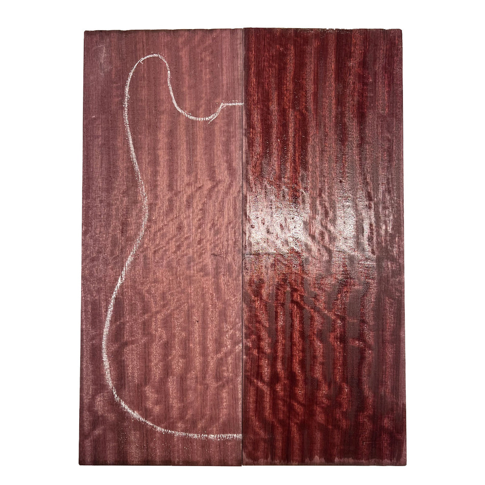 Flame Curly Purpleheart Bookmatched Guitar Drop Tops 21" x 7" x 1/4" - Exotic Wood Zone - Buy online Across USA 