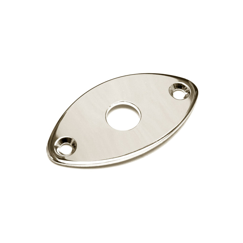 Gotoh Oval Football Style Jack Plate for Guitar - Nickel Curved with screws