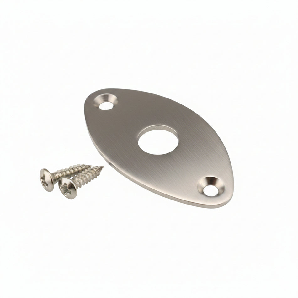 Gotoh Oval Football Style Jack Plate for Guitar - Nickel Curved with screws
