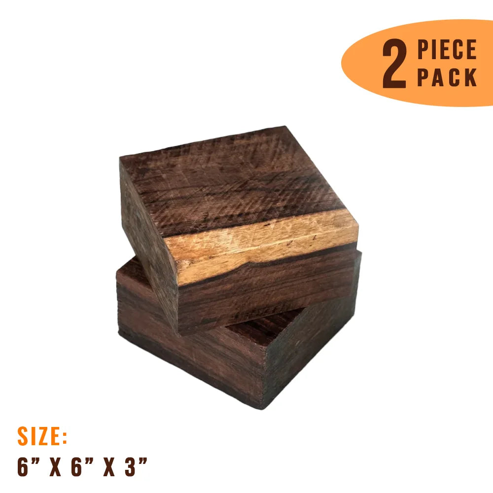 Pack of 2, Granadillo Wood Bowl Blanks 6&quot; x 6&quot; x 3&quot;
