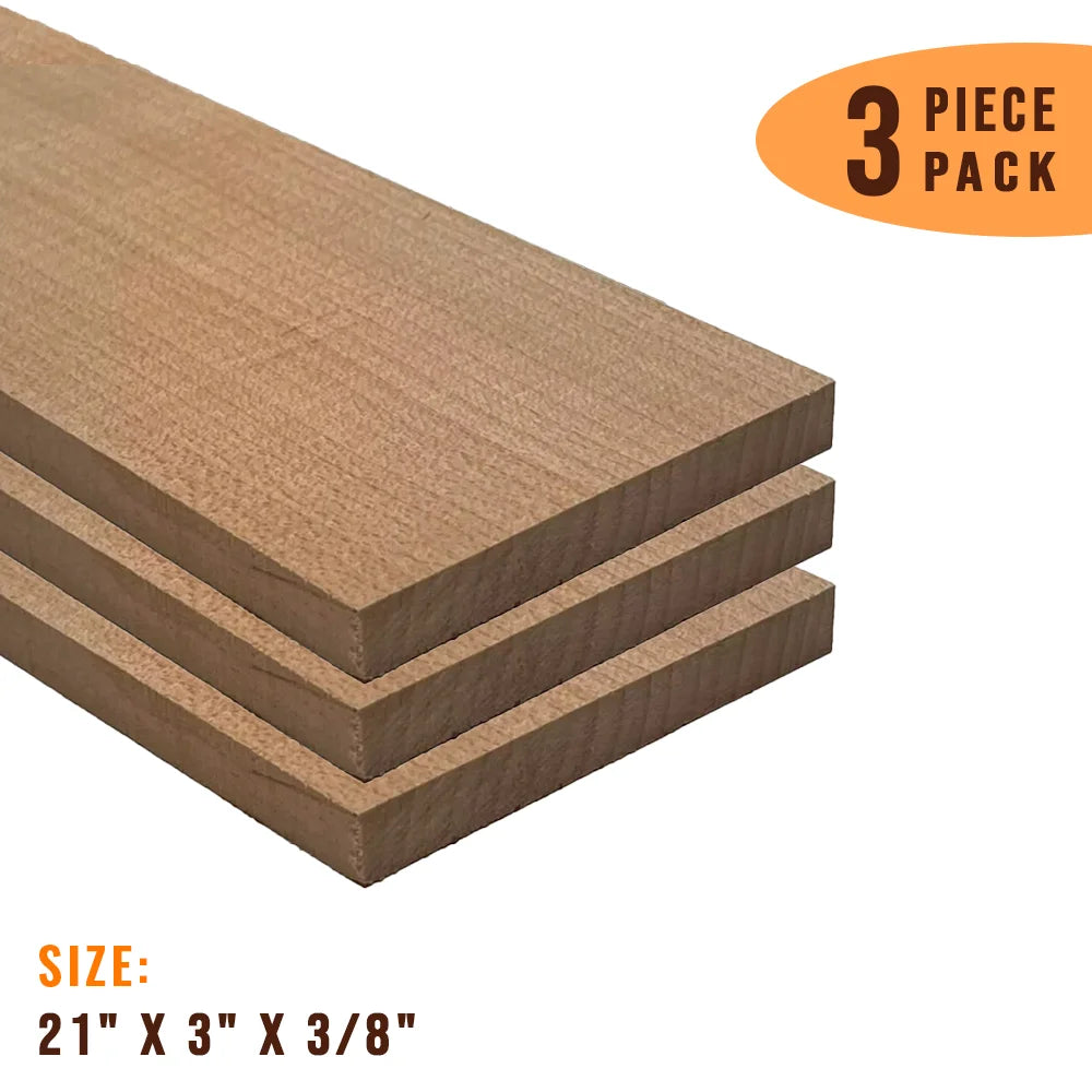 Pack of 3 Hard Maple Guitar Fingerboard Blank - 21&quot; x 3&quot; x 3/8&quot; - Exotic Wood Zone - Buy online Across USA 