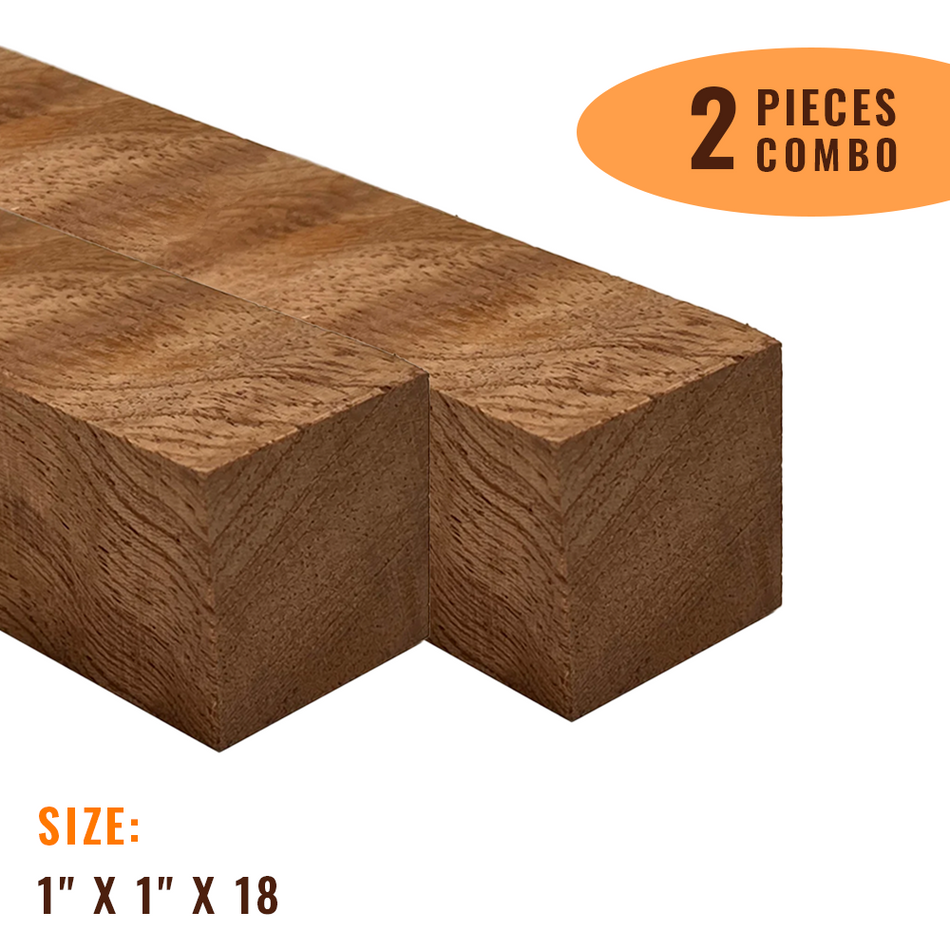 Pack Of 2, Quilted Curly Sapele Hardwood Turning Square Wood Blanks 1" x 1" x 18" - Exotic Wood Zone - Buy online Across USA 