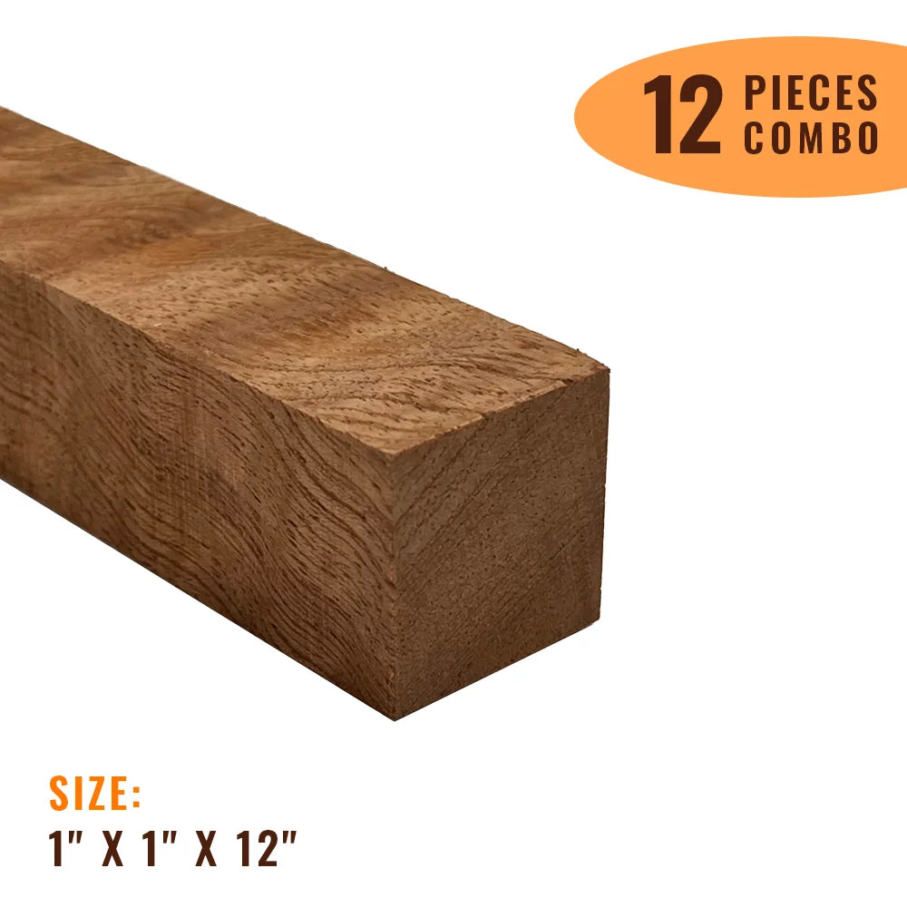 Pack of 12, Curly Sapele Hobby Wood/ Turning Wood Blanks 1&quot;x 1&quot;x 12&quot; | Free Shipping - Exotic Wood Zone - Buy online Across USA 