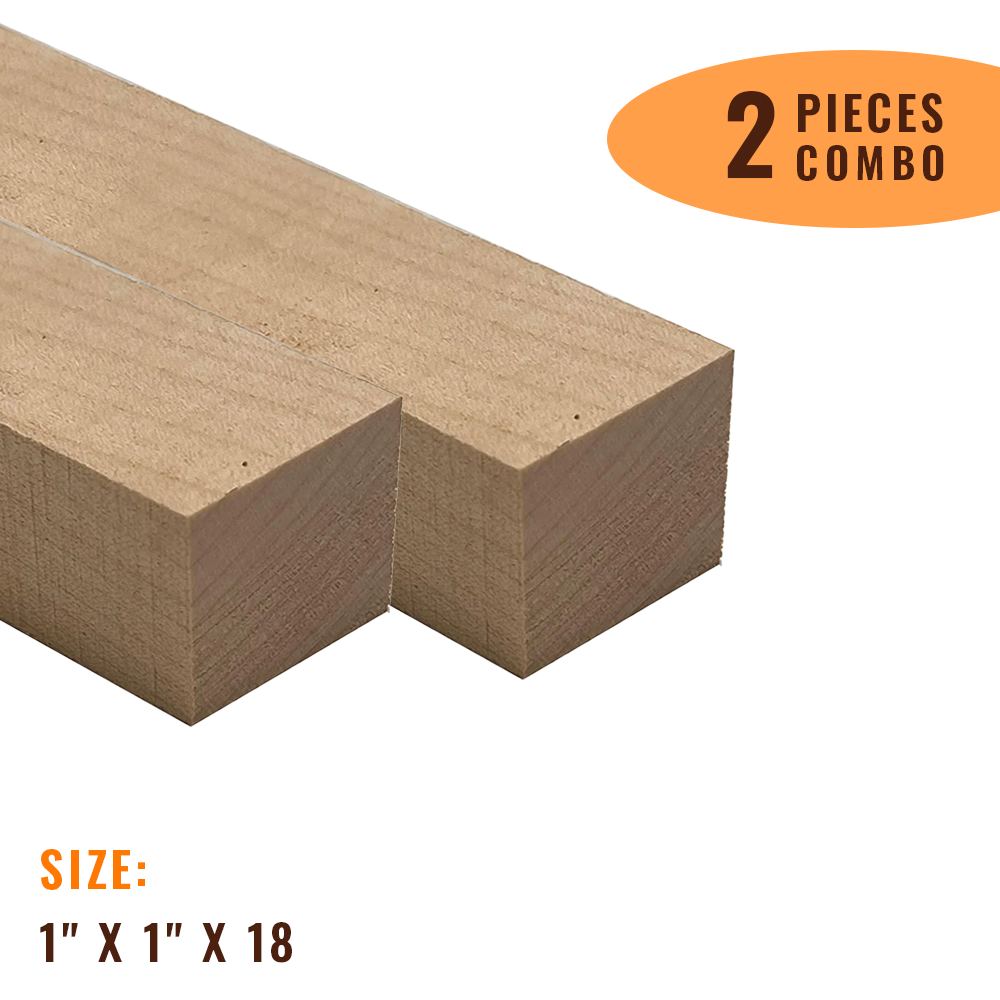 Pack Of 2 ,Flame Hard Maple Hobby Wood Blanks 1&quot; x 1&quot; x 18&quot; - Exotic Wood Zone - Buy online Across USA 