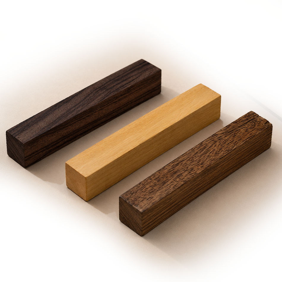 Combo Pack of 15 Pen Blanks - 3/4" x 3/4" x 6” (Indian Rosewood, Osage Orange, Indian Walnut)