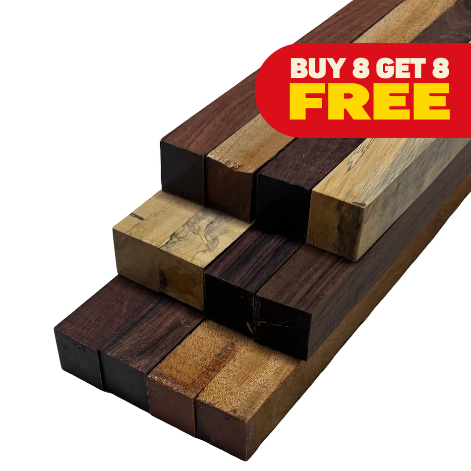 Combo Pack of 4 Species Cutting Board Kit 1" x 1" x 12" (Mahogany + Indian Rosewood + Tamarind + Honduras Rosewood)- Buy 8 + Get 8 FREE