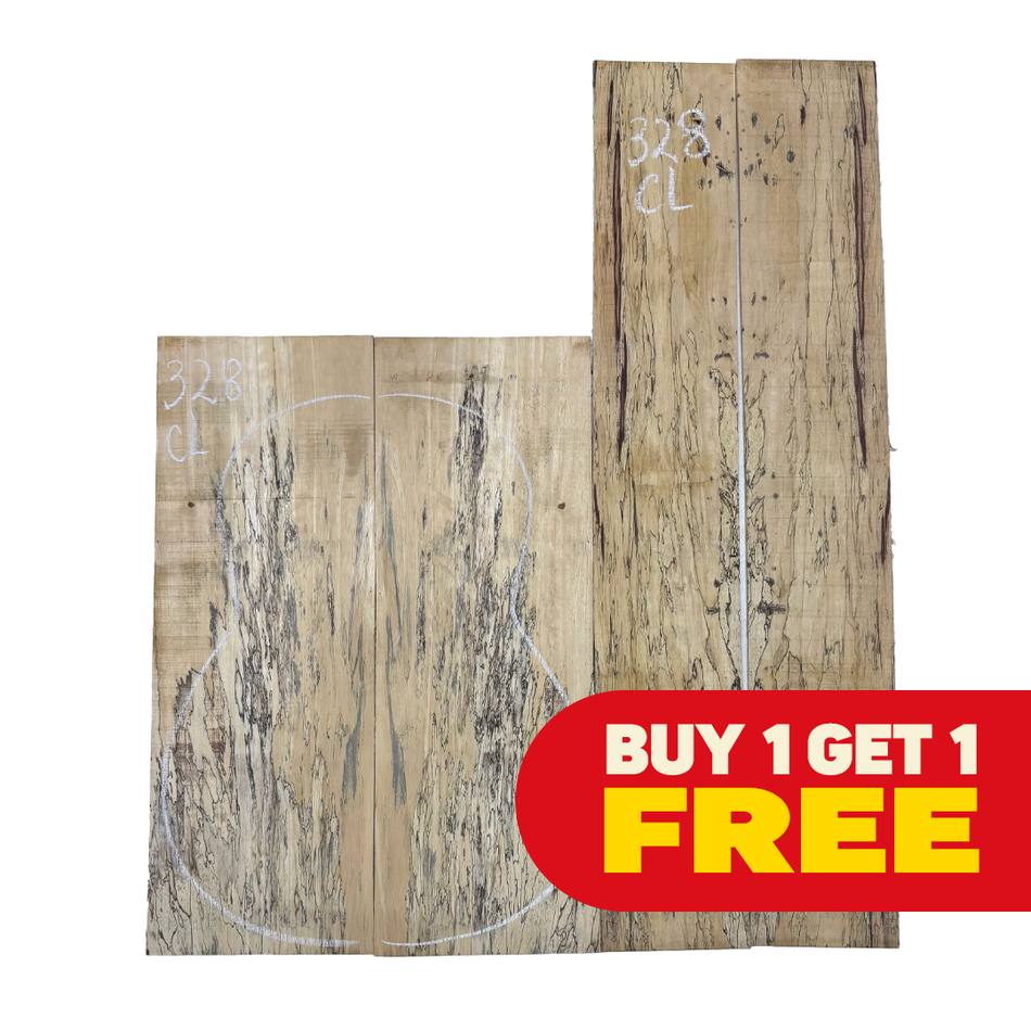 Spalted Tamarind Guitar Back & Side Set (Buy 1 + Get 1 FREE)