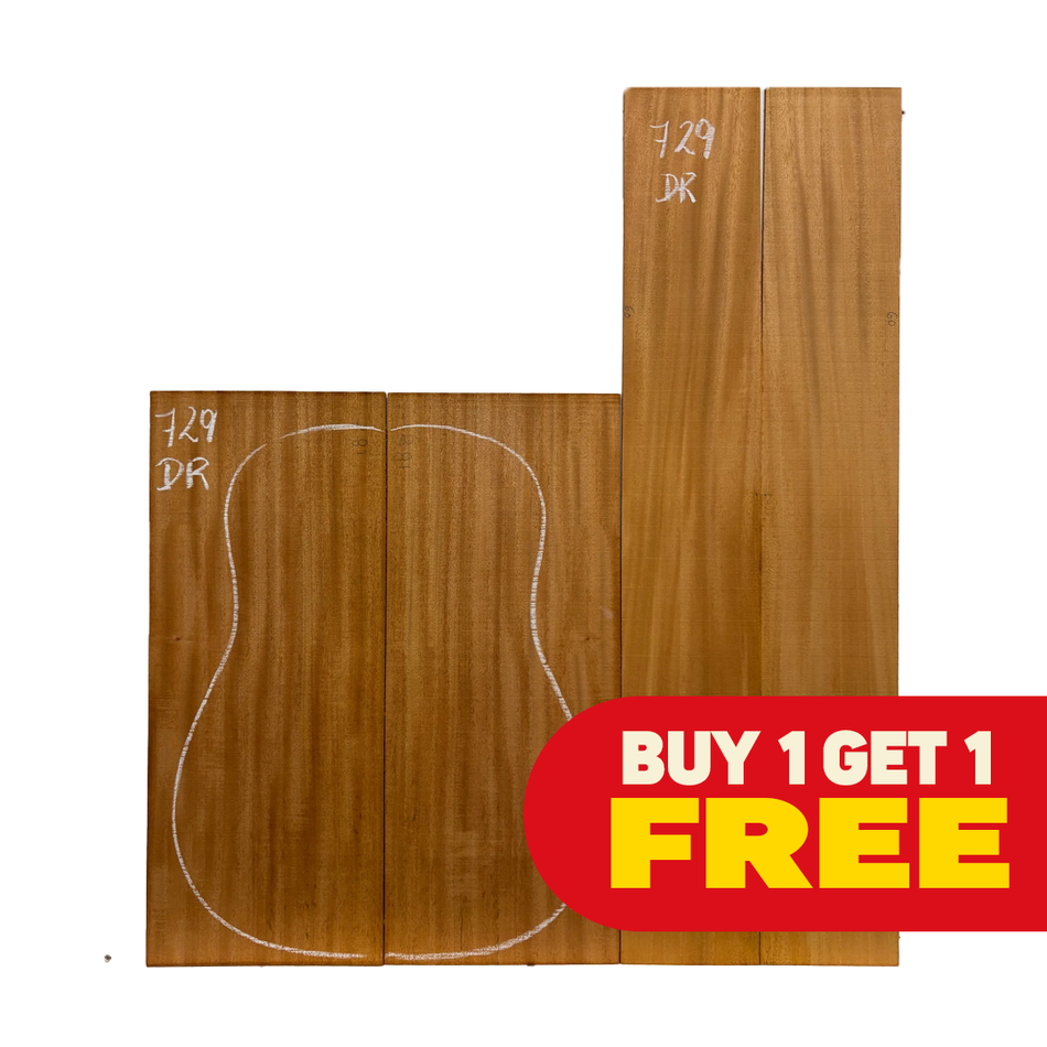 Genuine Mahogany Dreadnought Guitar Back & Side Set (Buy 1 + Get 1 FREE)