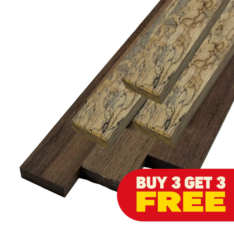 Buy 3 Indian Laurel Cutting Board Blanks, Get 3 FREE Spalted Tamarind Blanks – 3/4" x 2" x 18"