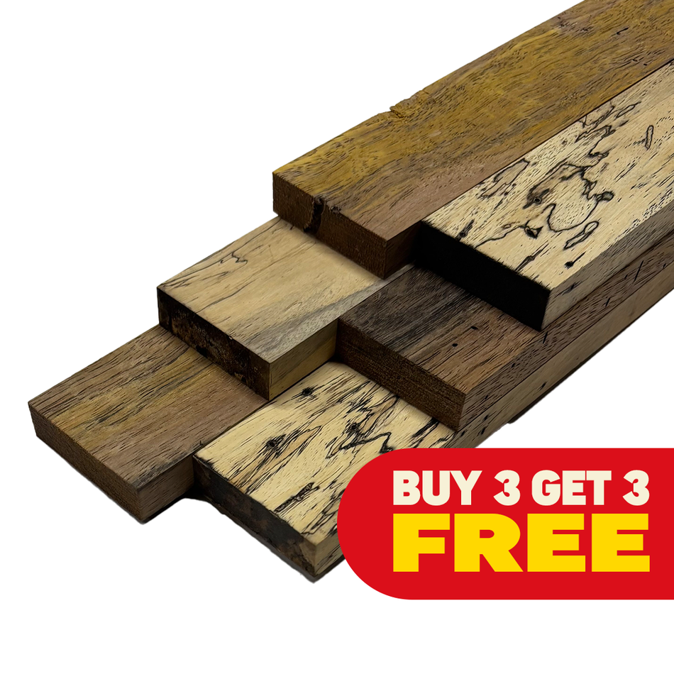Buy 3 Indian Laurel Cutting Board Blanks (1/2" x 1-3/4" x 18"), Get 3 FREE Spalted Tamarind Blanks – 3/4" x 2" x 18"