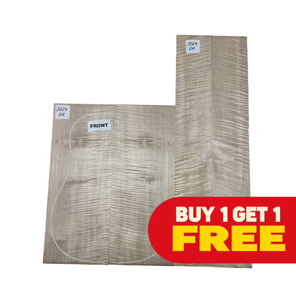 Flame Hard Maple Guitar Back and Side Set (Buy 1 + Get 1 FREE)
