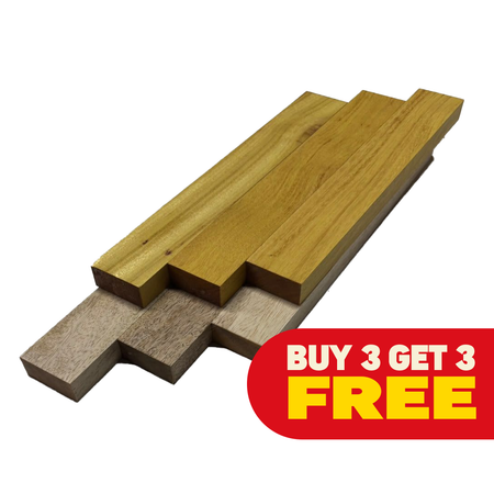 Combo Pack of 6, 3/4" Lumber Board | Cutting Board Blocks | Osage Orange, Mango – 3/4" x 2" x 12" Exotic Wood Zone 