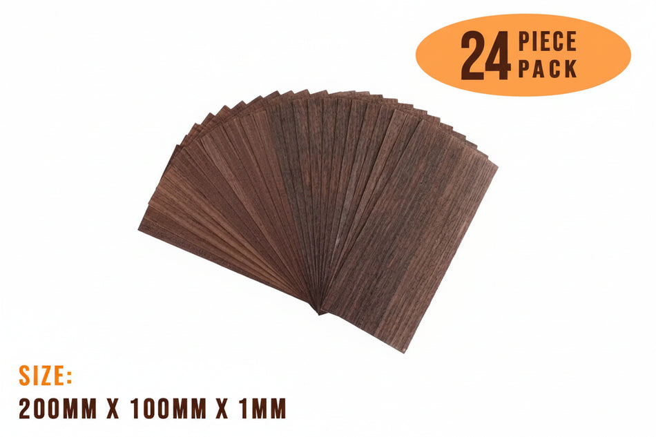 Pack Of 24, East Indian Rosewood Veneer Inlay / Marquetry Pack - Exotic Wood Zone Inlay Wood