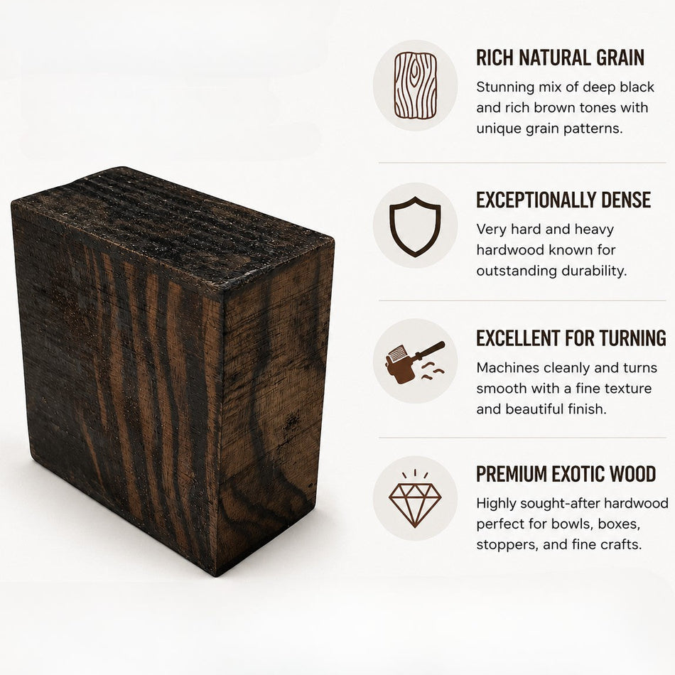 Indian Ebony Wood Bowl Blank | Exotic Hardwood for Turning, Carving & Woodworking