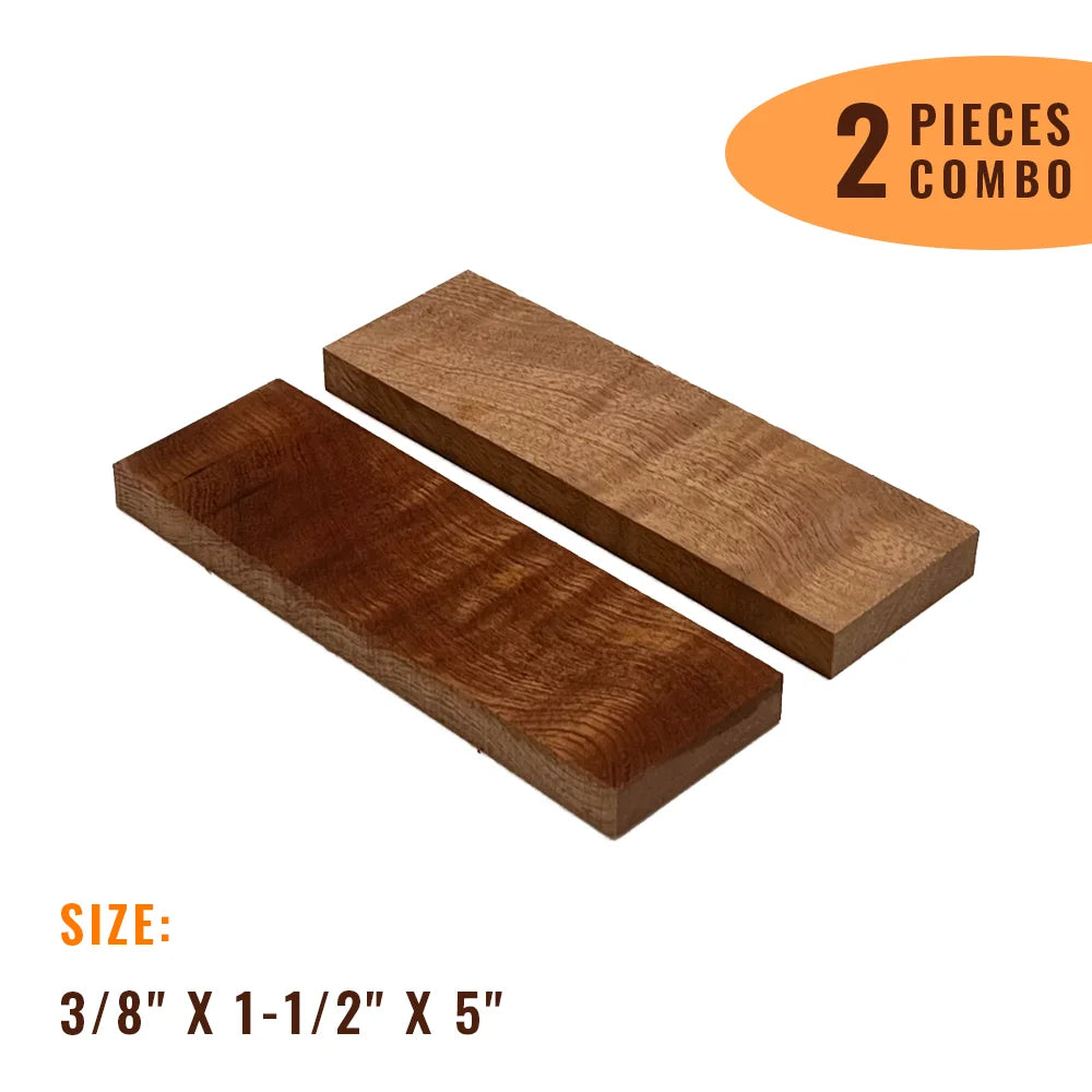 Pack of 2 , Curly Sapele Bookmatched Knife Blanks | 5&quot; x 1-1/2&quot; x 3/8&quot; - Exotic Wood Zone - Buy online Across USA 