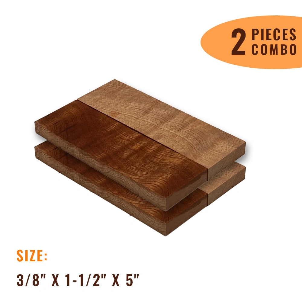 Pack Of 2, Quilted Curly Sapele Knife Blanks Book Matched 5&quot;x1-1/2&quot;x3/8&quot; - Exotic Wood Zone - Buy online Across USA 