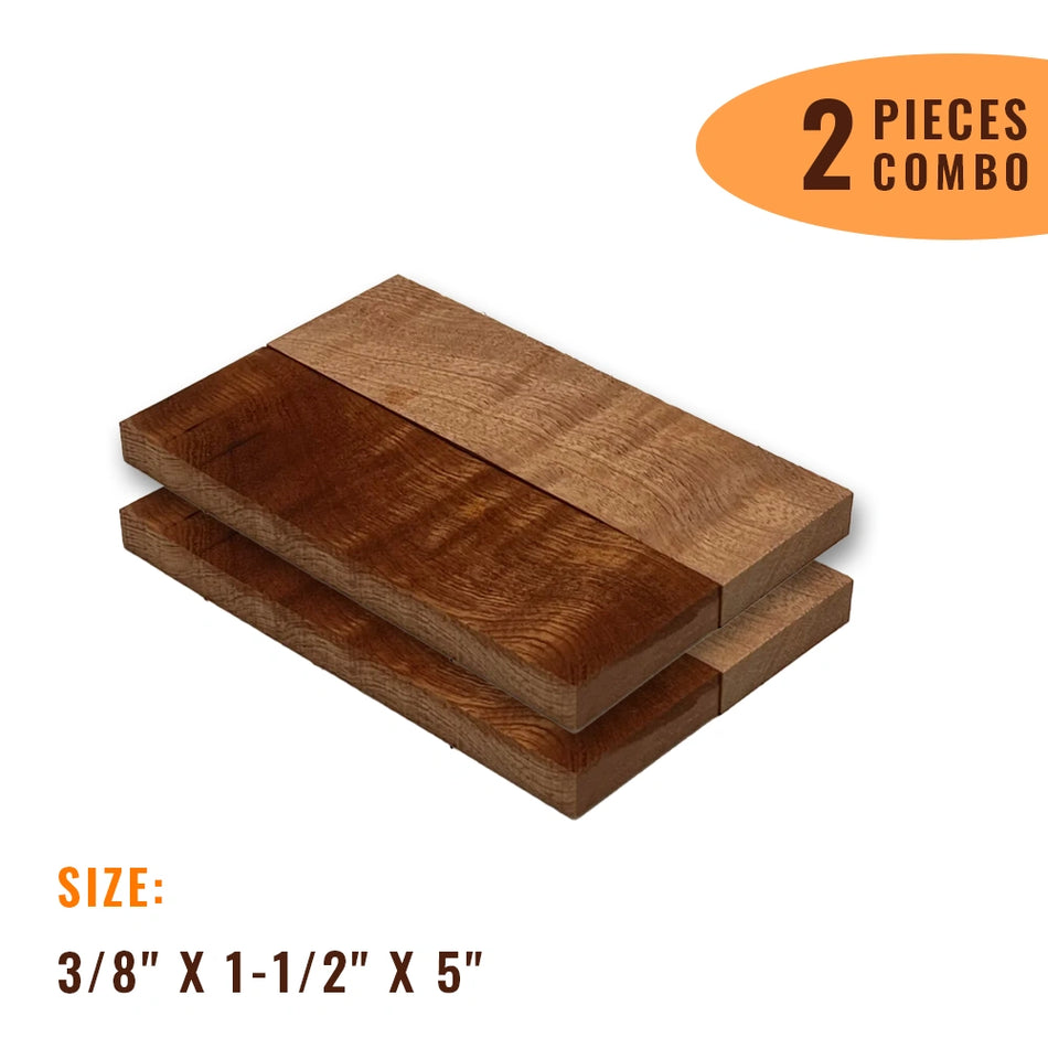 Pack Of 2, Quilted Curly Sapele Knife Blanks Book Matched 5"x1-1/2"x3/8" - Exotic Wood Zone - Buy online Across USA 