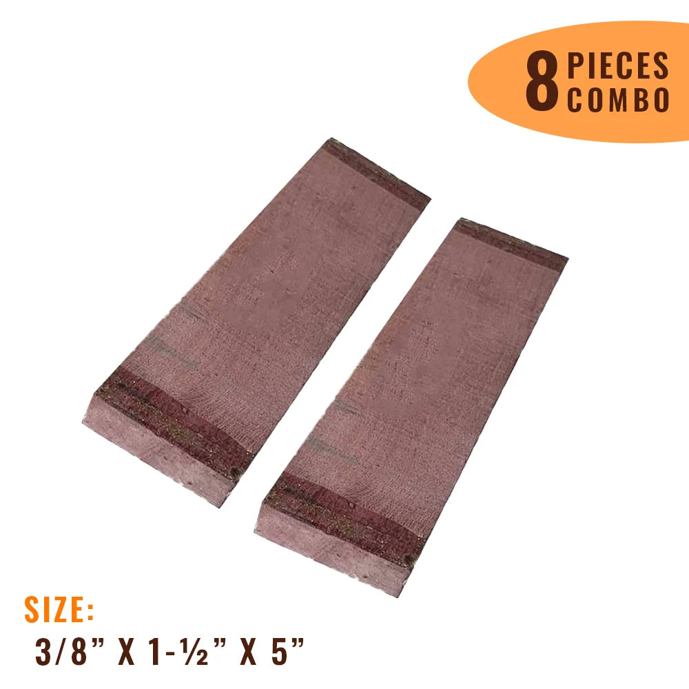 Pack of 8, Purpleheart Wood Knife Blanks/Knife Scales Bookmatched 5&quot;x1-1/2&quot;x3/8&quot; - Exotic Wood Zone - Buy online Across USA 