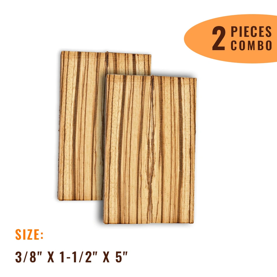 Pack Of 2, Zebrawood Knife Blanks Book Matched 5"x1-1/2"x3/8" - Exotic Wood Zone - Buy online Across USA 