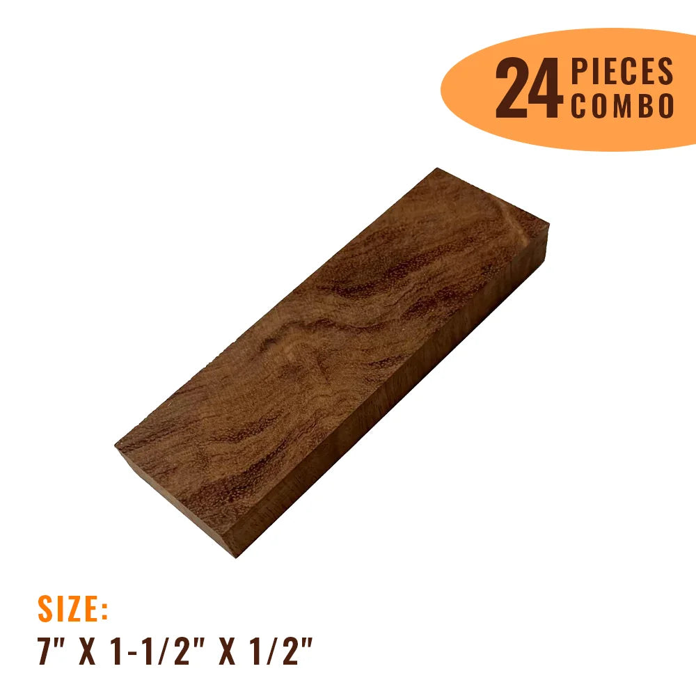 Pack Of 24, Curly Bubinga Knife Blanks/Knife Scales  7&quot; x 1-1/2&quot; x 1/2&quot; | Free Shipping - Exotic Wood Zone - Buy online Across USA 