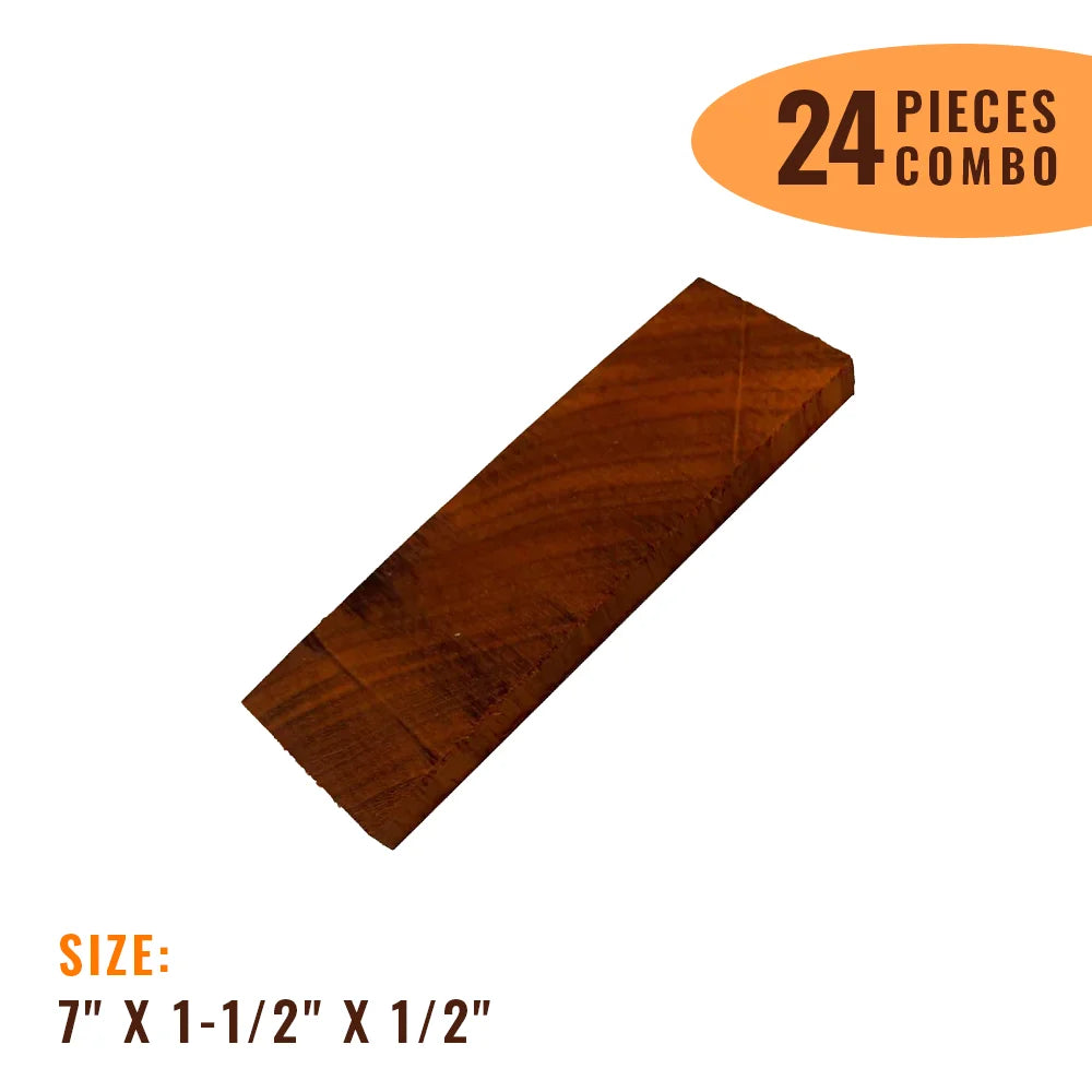 Pack Of 24, Padauk Knife Blanks/Knife Scales  7&quot; x 1-1/2&quot; x 1/2&quot; | Free Shipping - Exotic Wood Zone - Buy online Across USA 