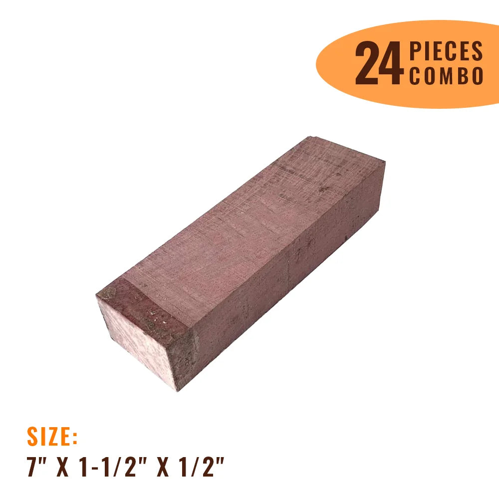 Pack Of 24, Purpleheart Knife Blanks/Knife Scales  7&quot; x 1-1/2&quot; x 1/2&quot; | Free Shipping - Exotic Wood Zone - Buy online Across USA 