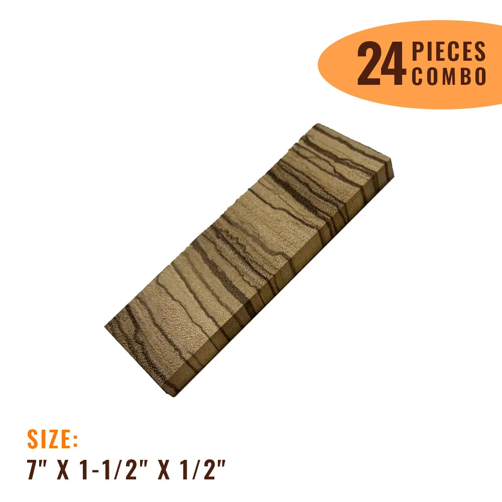 Pack Of 24, Zebrawood Knife Blanks/Knife Scales  7&quot; x 1-1/2&quot; x 1/2&quot; | Free Shipping - Exotic Wood Zone - Buy online Across USA 