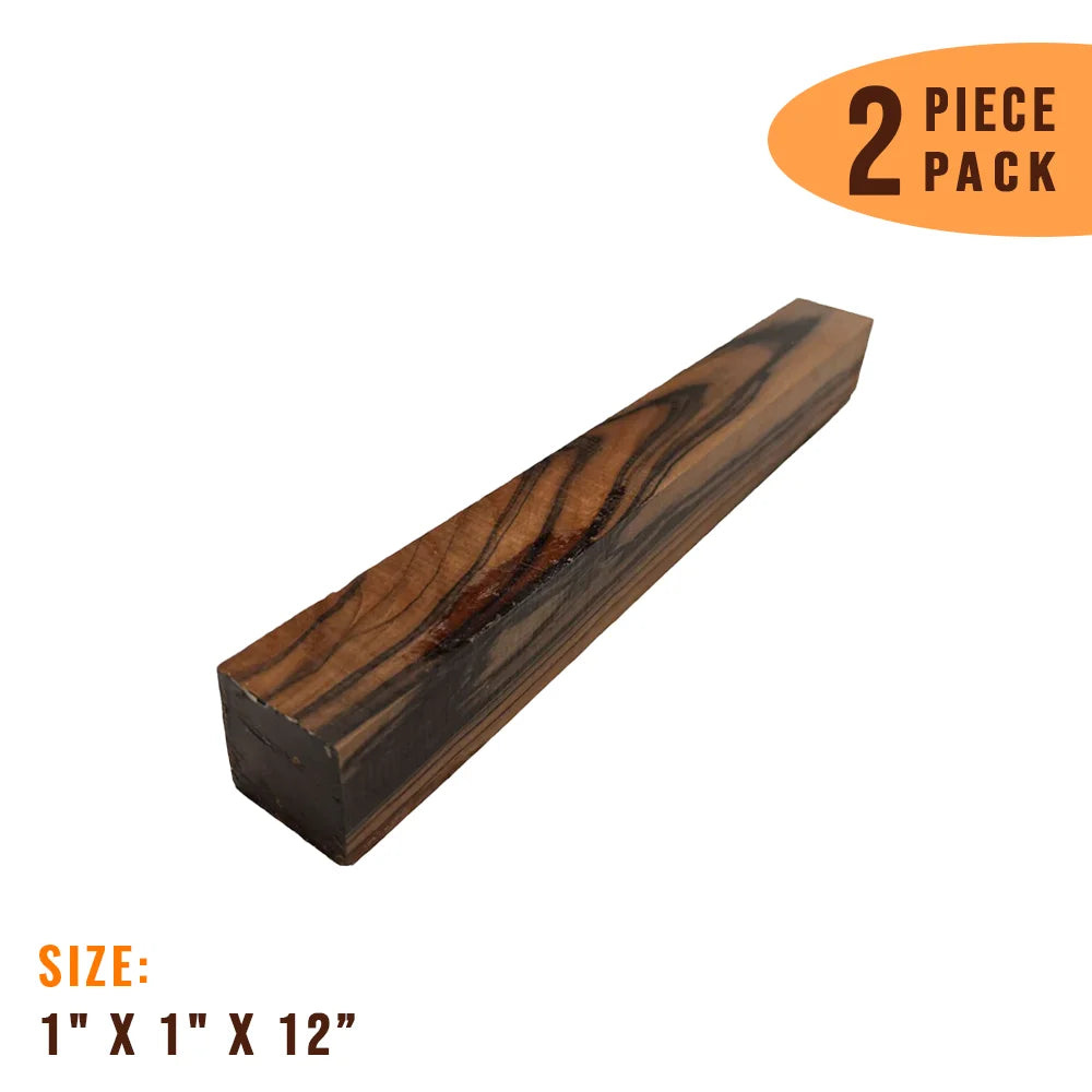 Pack of 2, Macassar Ebony Hobby Wood/ Turning Wood Blanks 1 x 1 x 12 inches - Exotic Wood Zone - Buy online Across USA 