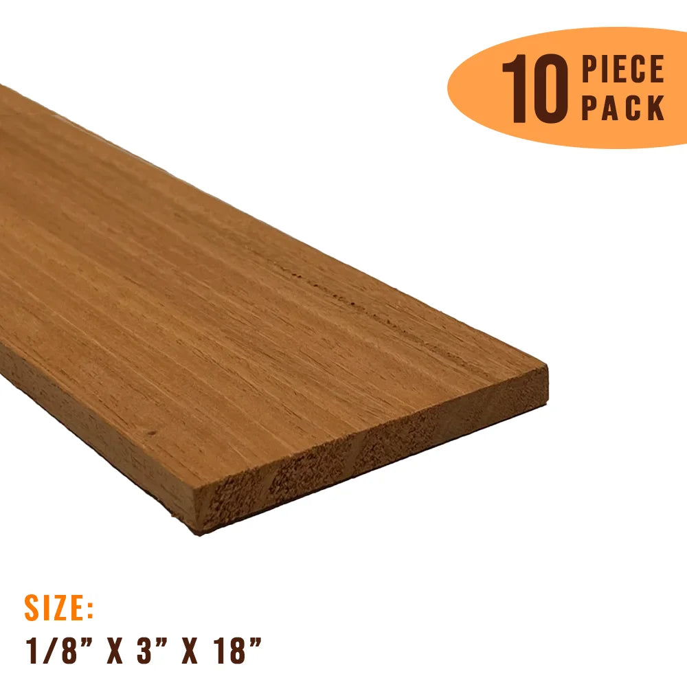 Pack Of 10, Fijian Plantation Honduran Mahogany Thin Stock Lumber Boards , 1/8&quot; x 3&quot; x 18&quot; - Exotic Wood Zone - Buy online Across USA 