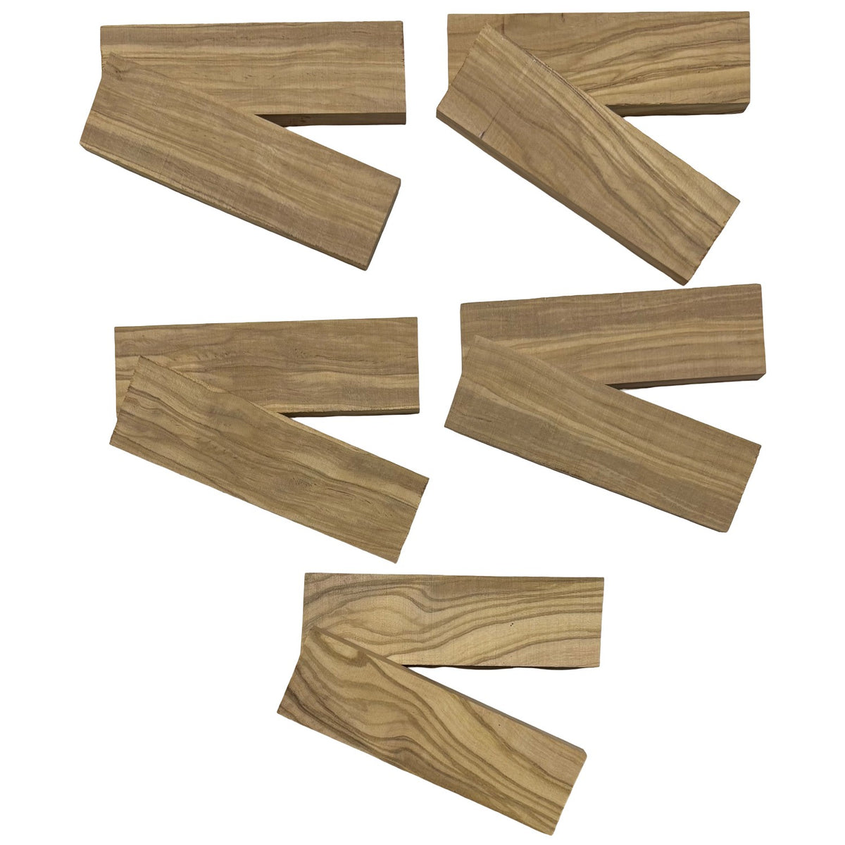 Olivewood Knife Scale Blank- 5 x 1-1/2 x 3/8 Inch- Wood Handle Material for Knives, Tools, and Grips (Bookmatched) - Exotic Wood Zone