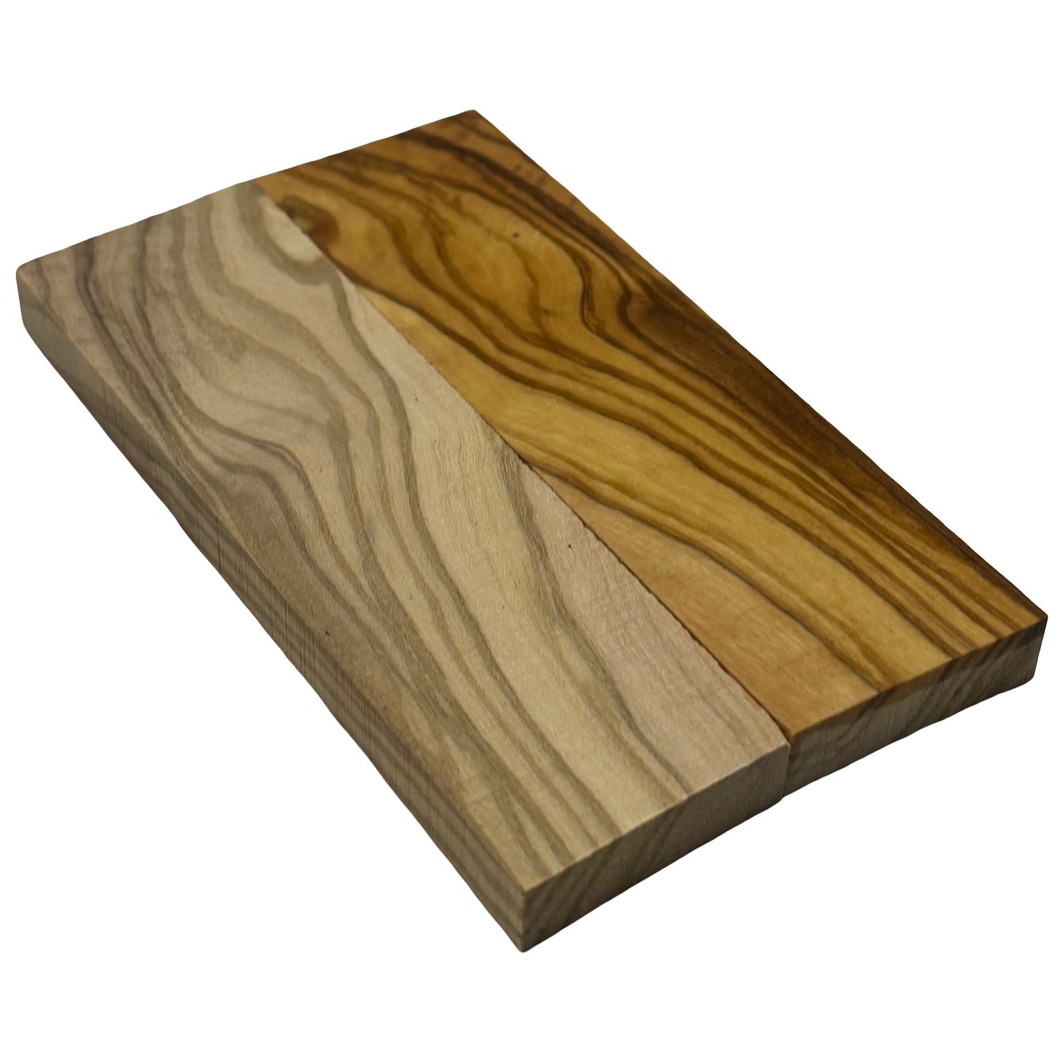 Olivewood Knife Scale Blank- 5 x 1-1/2 x 3/8 Inch- Wood Handle Material for Knives, Tools, and Grips (Bookmatched) - Exotic Wood Zone