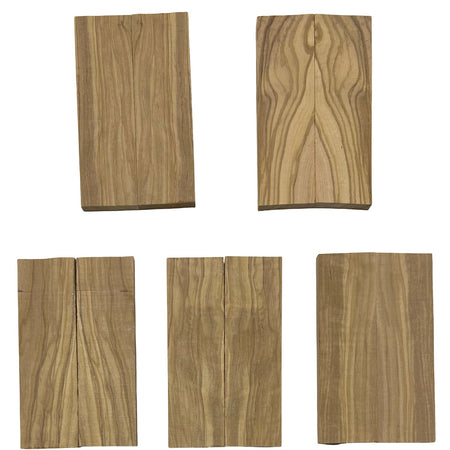Olivewood Knife Scale Blank- 5 x 1-1/2 x 3/8 Inch- Wood Handle Material for Knives, Tools, and Grips (Bookmatched) - Exotic Wood Zone